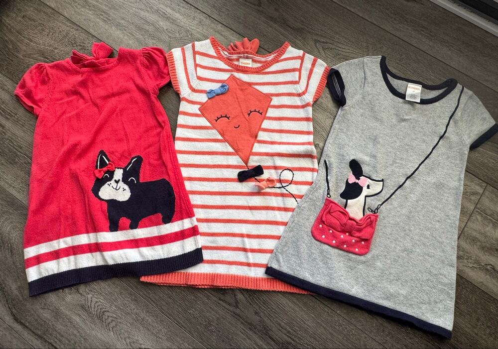 Vintage Kidcore Preppy Gymboree Girls 2T Short Sleeve Knit Sweater Dress Bundle